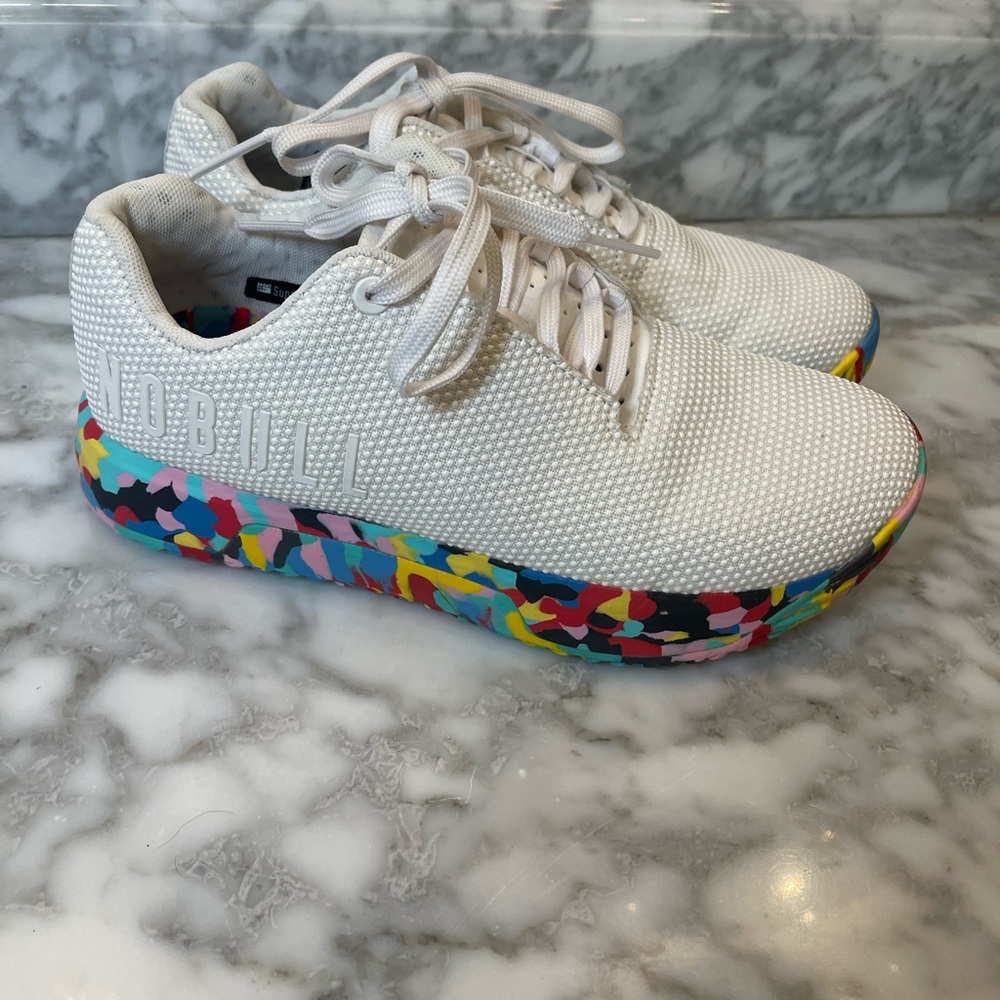 NOBULL White Unicorn Sneakers Women’s 7.5 / Men’s 6 – Multicolor Gum Sole